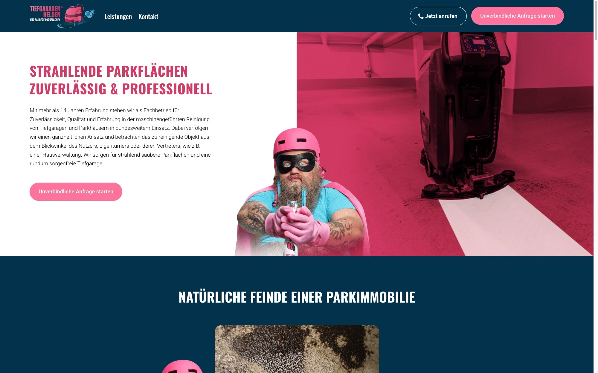 Screenshot tiefgaragenhelden.de